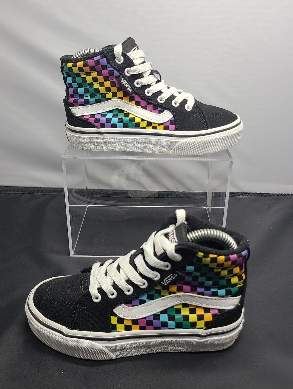 Vans Filmore High Top Rainbow Check Sneakers kids Toddler size 12C